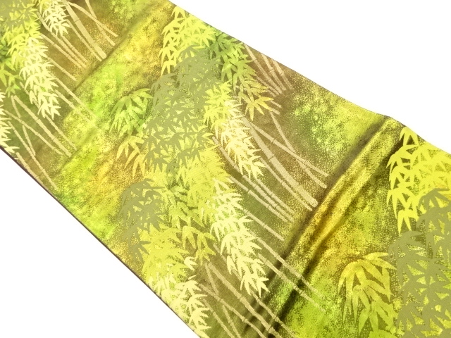 リサイクル　竹笹模様織出し袋帯